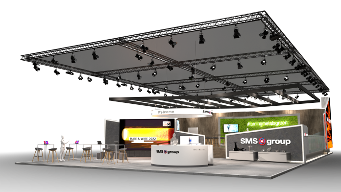 The SMS booth at the wire & Tube trade fair, hall 7a, booth B04, covers an area of 400 m2. Photo: SMS group
